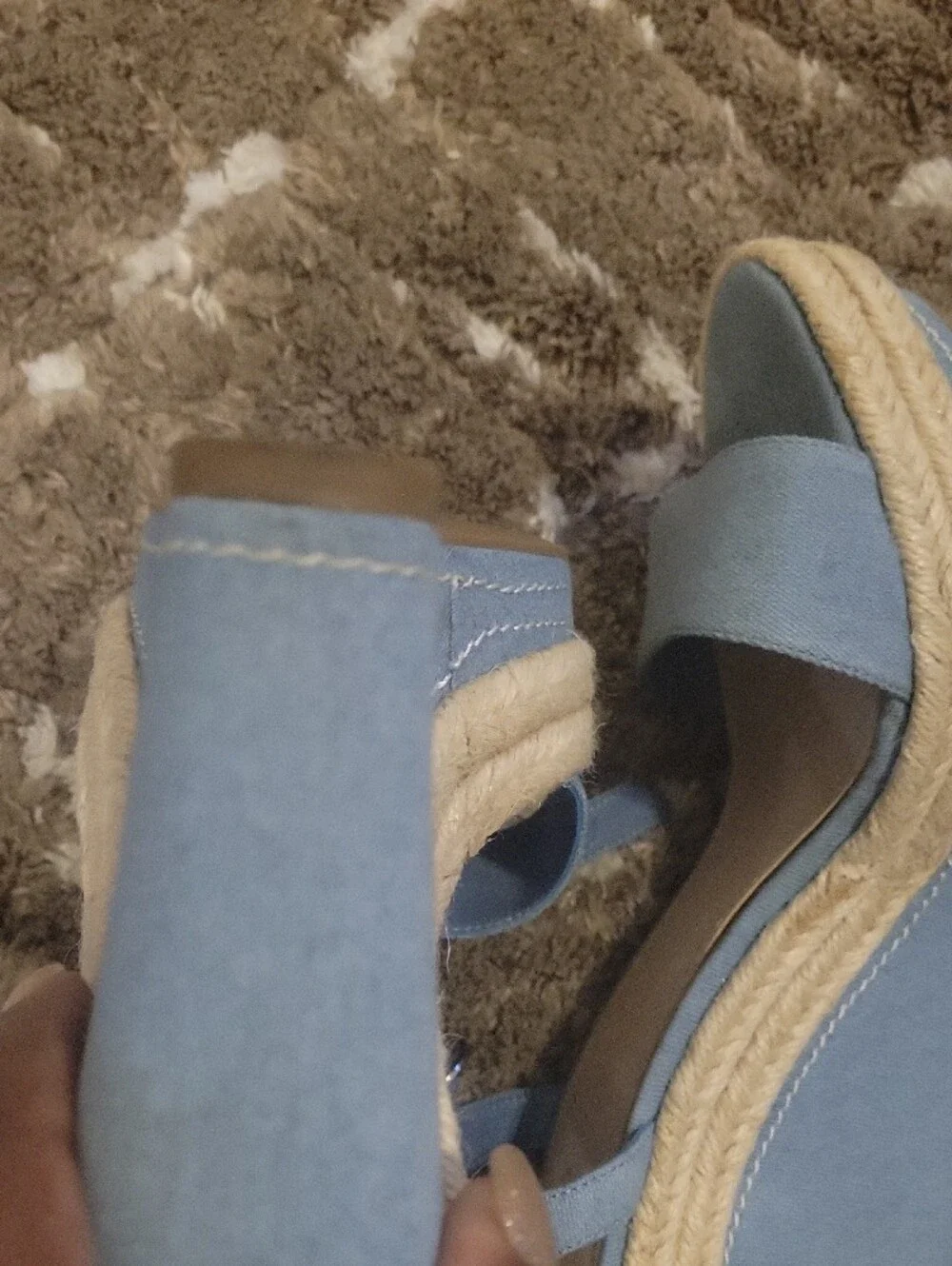 ALDO Light Blue Canvas Slingback Espadrille Wedge Sandals